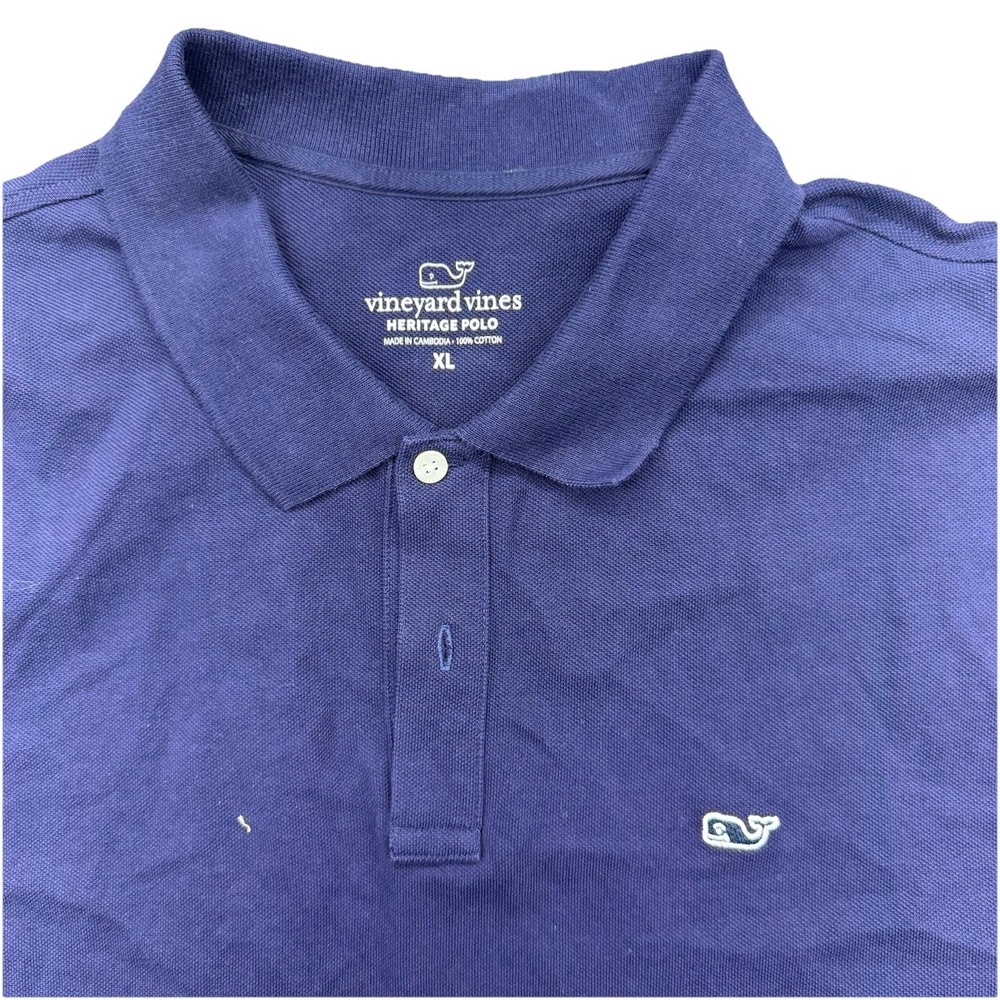 Vineyard Vines Heritage Polo Shirt Navy Blue‎ Pima Cotton Stretch Whale XL